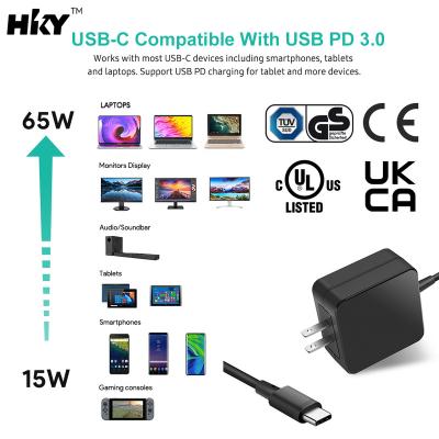 China LAPTOP HKY 61W 65W 67W USB C Wall Charger For Macbook , For Samsung For LG Laptops kc KCC KMEPS Certified Korean Market Power Supply Free Sample For Feedbacks for sale