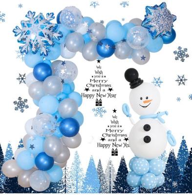 China Christmas Decoration Winter Snowflake Bule Birthday Balloons Frozen Balloons Arch Kit Garland Decoration for sale