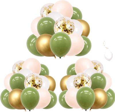 China Most Decoraive Product Balloon White Gold Confetti Balloon Olive Green Set for sale