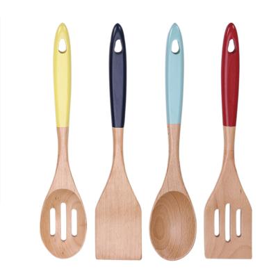 China Newest Viable High Quality Wooden Utensils For Cooking Chunky Wooden Kitchen Cooking Spoons for sale