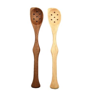 China Sustainable Wholesale High Quality Household Kitchen Edible Multifunctional Wooden Notched Spoon for sale