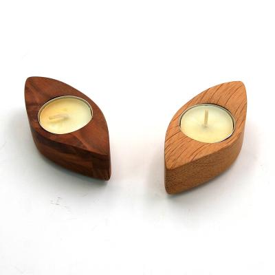 China 2022 hot sales custom logo household mini hotel wooden candle holder handmade decoration crafts for sale