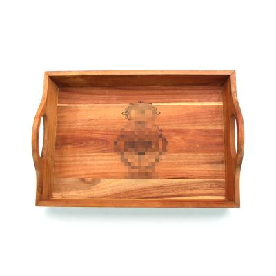 China 2022 Sustainable Hot Seller Customize Home Kitchen Acacia Wood Food Serving Tray for sale