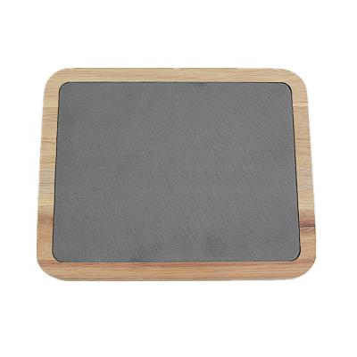 China Home Kitchen Hot Selling Slate Serving Sushi Cheese Tray With Wooden Frame Acacia wood and slate serving board for dinner for sale