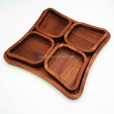 China Sustainable Eco-friendly Wooden Food Serving Tray Wooden Serving Plate for sale