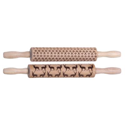 China Sustainable Fashion Custom Design Laser Printing Rolling Pin Beech Wooden Engraved Rolling Custom Pin for sale