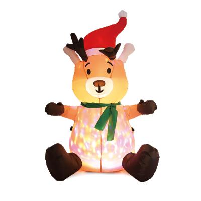 China Polyester Fiber 3 Feet 90cm Reindeer Christmas Color Inflatable Multi Show Disco Light Indoor Outdoor Decoration Inflatable Christmas for sale