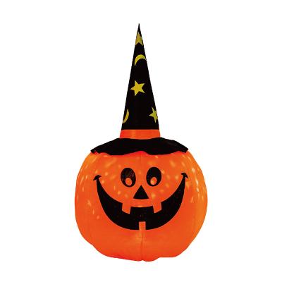 China 4FT 120cm Polyester Fiber Blow Up Pumpkin Witch Hat Halloween Inflatables Outdoor Yard Decorations Inflatable Halloween Decorations for sale