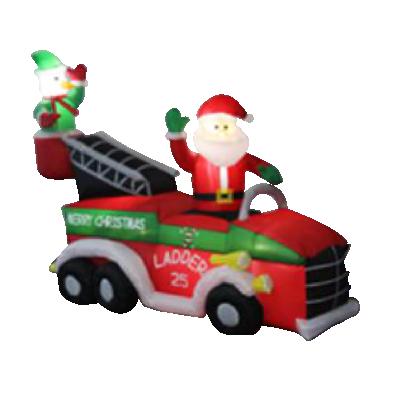 China Outdoor 3 Feet 210 Cm Christmas Santa Ladder Truck Waterproof Inflatables IP 44 Christmas Inflatable Christmas For Outdoor Decoration for sale