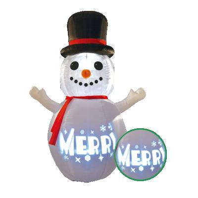 China 6FT High Polyester Fiber 180cm Christmas Inflatable Snowman with LED Projector Light Show for Yard Decoration for sale