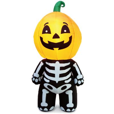 China 6 Feet 180 Cm Halloween Outdoor Decoration Halloween Inflatables Pumpkin Skull Inflatables for sale