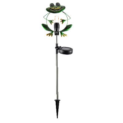 China Outdoor Decoration Stick Garden Pathway Landscape Frog Solar Metal Garden Light for sale