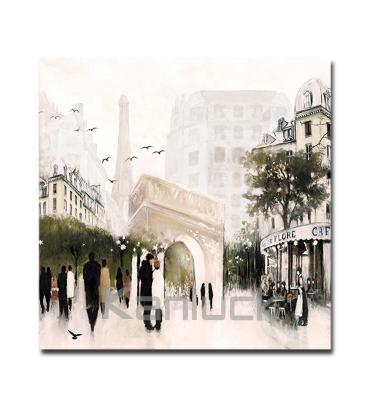 China Famous Impressionist Cafe Paris Building Streetscape Reproduce Painting Canvas for sale