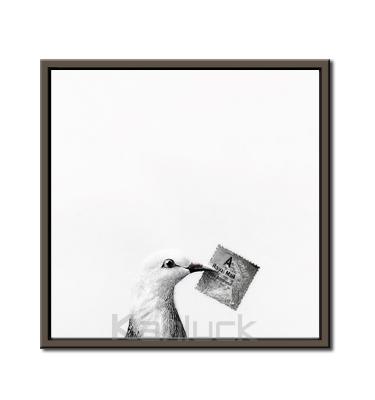 China White and Black Framed Modern Pigeon Wall Canvas Art for Wall Decor with Frame Ready to Hang for sale