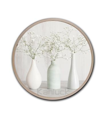 China Modern flower wall art with wooden round frame for sale