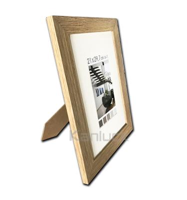 China Sustainable Eco-Friendly Wooden A4 Photo Frame With White Mat Board for sale