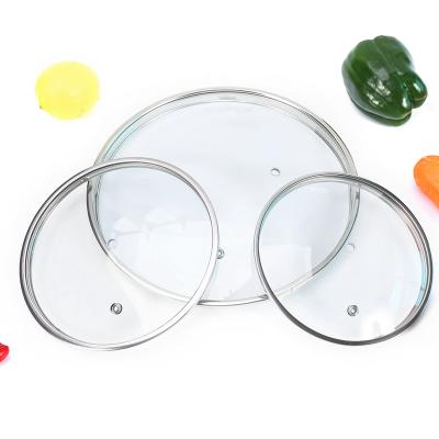 China Sustainable High Quality Eco-friendly Stainless Type Rim Round GT Cookware Tempered Glass Lid For Frying Pan And Pot for sale