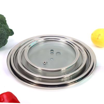 China TF Type Viable Jar Cover Glass Lid With Stainless Steel Ring Manufacturer Round Tempered Glass Lid For Cookware for sale