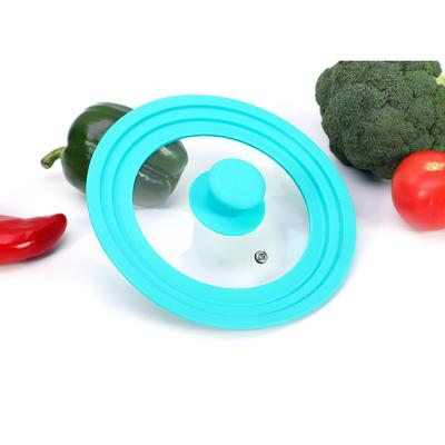 China Super Durable Durable Silicone Kitchen Pot Lid Multi Sizes Tempered Glass Lid For Cookware Parts for sale