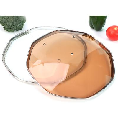 China Sustainable Wholesale Customized Octagonal Type G Lid Glass Jar Cover For Kitchen Cookware Cooking Pot for sale