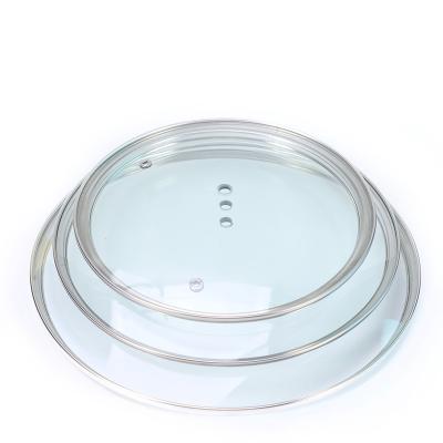 China Sustainable Multi Sizes G Type Round Tempered Glass Lid With Stainless Steel Ring For Cookware Parts Kitchen All-season for sale