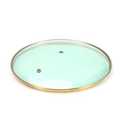 China Sustainable Custom Cookware Parts G Type Color Glass Lid With Stainless Steel Cover Rim Tempering Glass Lids Pot for sale