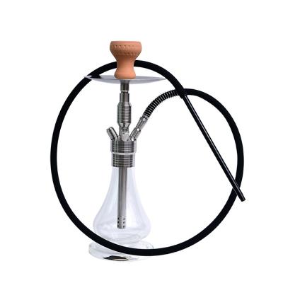 China Customizable Logo Stainless Steel Hookah Smoke Full Set Factory 51cm Hookah Smoke Wholesale Funny Hole 2 Glass Bottle for sale