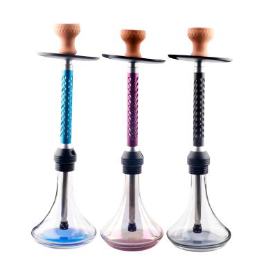 China Customizable Logo Aluminum Alloy Full Set Hookah Smoke Factory 57CM Hookah Smoke Wholesale Funny Single Hole Glass Bottle for sale