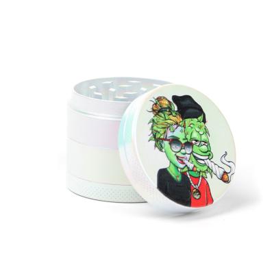 China Factory Hot Selling HY 2023 Grinding Smoking Logo Custom Grinder 40MM Zinc Alloy 4 Layers Tobacco White Glare Herb Grinder for sale