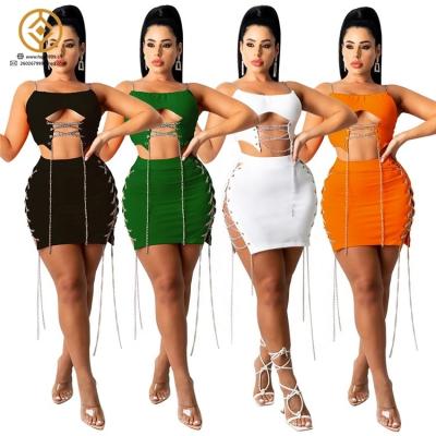 China Sustainable 2021 Women Clothes Casual Sexy Two Piece Skirt Sets Clothing Summer 2 Piece Sets Outfits Skirt Sets Girls' Dresses for sale