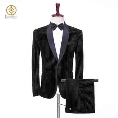 China Anti-Wrinkle Beta Male Gold Silk Velvet Groomsman Groomsman Dress Suit Photo Studio Singer Performance for sale