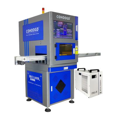 China VISION SYSTEM Plastic Pipe Metal Engraving 5W Belt Conveyor Belt UV CCD Laser Marking Machine for sale