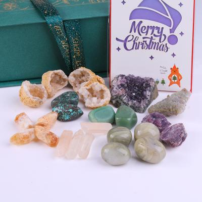 China Europe Customized Energy Crystal Healing Stone Christmas Gift Box Set Natural Crystal Raw Ore Set for sale