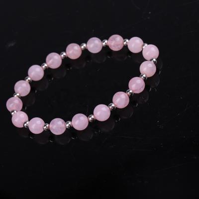 China Wholesale Reiki Casual/Sporty Rose Quartz Beaded Bracelet Natural Handmade Rose Crystal Healing Bracelet for sale