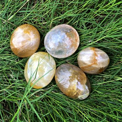 China Europe Wholesale Reiki Multi-Inclusions Yellow Crystal Rough Stones Healing Crystal Tumbled Stones for sale