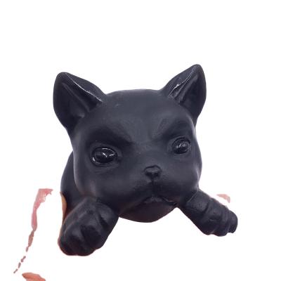 China Wholesale Natural Black Obsidian Crystal Animal Carving Dog Figurines From Europe For Gift for sale