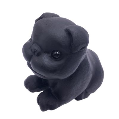 China Wholesale Natural Black Obsidian Crystal Animal Carving Dog Figurines From Europe For Gift for sale