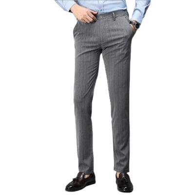 China Wholesale High Quality Custom Fit Anti-Wrinkle Fit Men's Formal Fitness Suit Black Stripe Pants Men's Business Trousers for sale