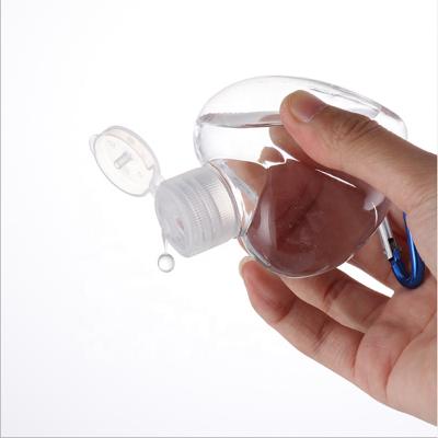 China New Design 50ml Heart Shape PETG Cosmetic Empty Hand Sanitizer Gel Plastic Bottle With Key Chain for sale