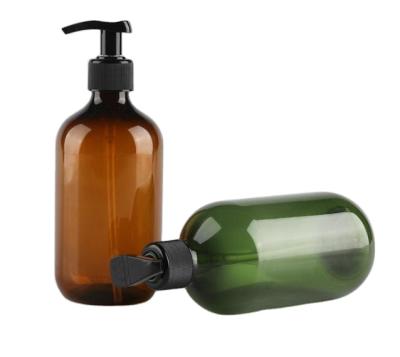 China Eco-friendly Amber Green 300ml 500ml Empty Plastic Lotion Pump Bottles Cosmetic Gel Soap Containers for sale