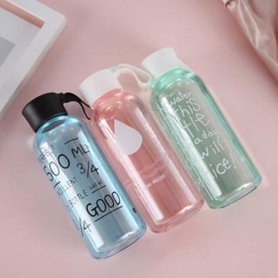 China Sustainable Plastic Transparent Plastic Water Bottle Creative Portable Easy To Use Cup Customized LOGO for sale