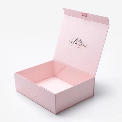 China Recycled Materials Factory Made Pink Luxury Folding Wholesale Gift Box Custom Design Paper Box For Dress for sale