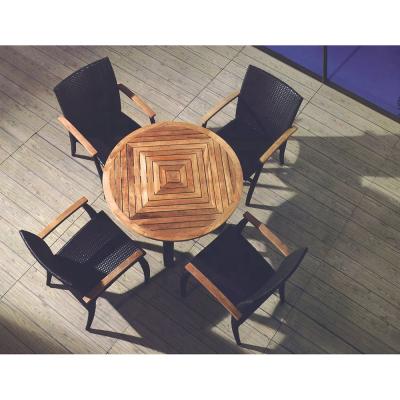 China Luxury Waterproof Outdoor Dining Table Furniture Set Garden Teak And Rattan Chair Set for sale