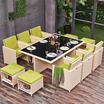 China Outdoor Modern Outdoor Garden Furniture Wicker Table and Chairs Set Restaurant Rattan Dining Table Set for sale