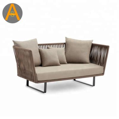 China Outdoor Rope Sofa Double Seat Outdoor Patio Sofa Aluminum Garden Sofa Garden Furniture Garden Furniture Garden Sofa for sale