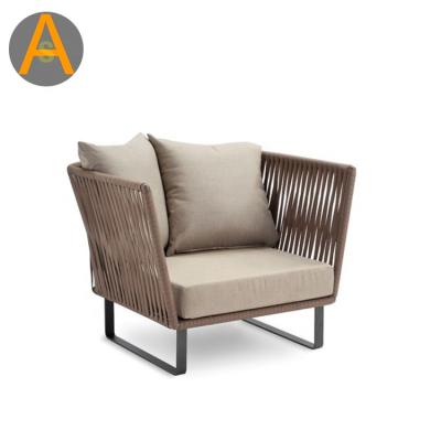 China Outdoor modern outdoor sofa chair outdoor rattan garden furniture wicker rope sofa set aluminum corner sofa for sale