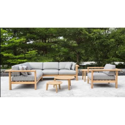 China Wooden Garden Sofa Set Teak Weather Furniture Outdoor Patio Outdoor All Weather Furniture Patio Cafe Lounge Set for sale