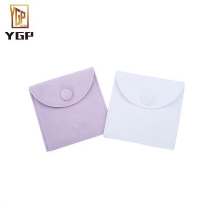 China Wholesale Square Flannel Bag Small Jewelry Packaging Factory Button Envelope For Storing Jewelry for sale