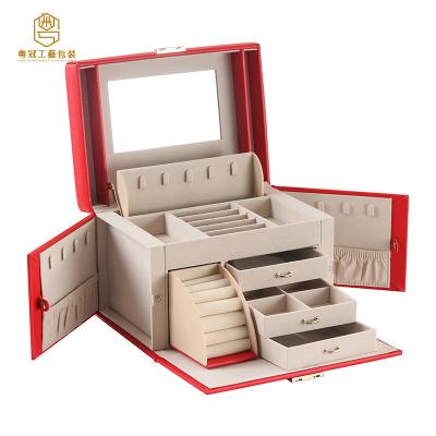 China High-end portable multi-function jewelry display OEM European style jewelry storage box makeup display box home packing travel for sale