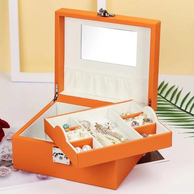 China Wholesale Customized PU Leather Cosmetics Storage Jewelry Box Ring Earring Necklace Large Capacity Jewelry Storage for sale